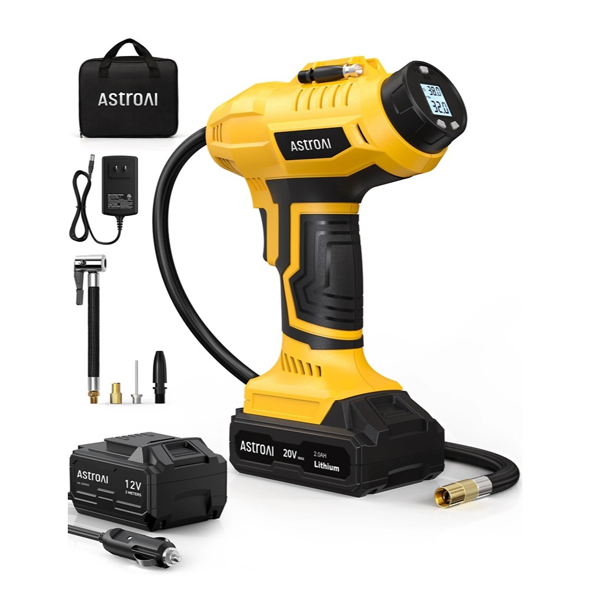 AstroAI 20V Cordless Tire Inflator, 160 PSI, Model# ACACJY21LIDCYE-US
